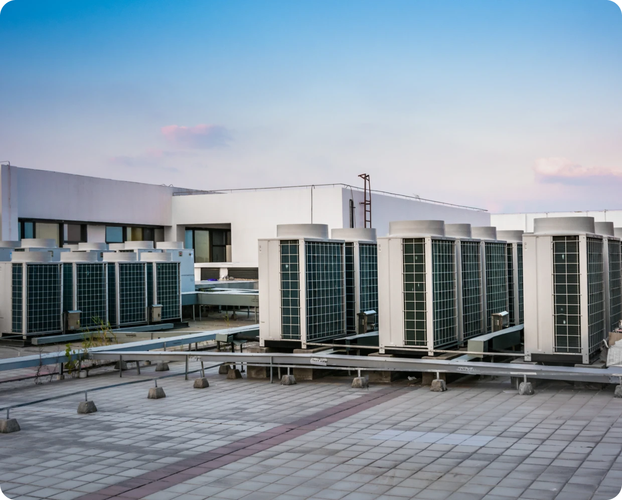 Rooftop air conditioning units on a building.